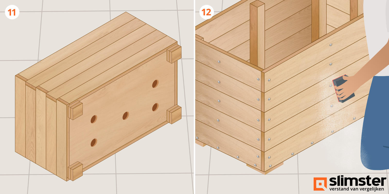Houten plantenbak maken stap 11/12